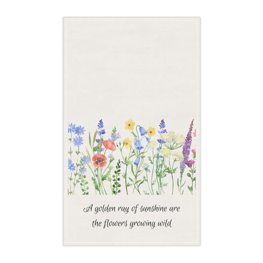 Wildflower Poetry Quote Kitchen Towel - Lightweight Tea Towel - Lovely Kitchen Decor