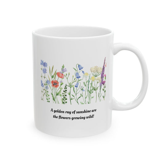 Poetry Quote Wildflowers Ceramic Coffee Mug, 11oz - Lovely Gift!