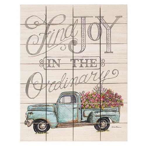 Joy in the Ordinary Pallet Wall Art - Vintage Truck - Flowers